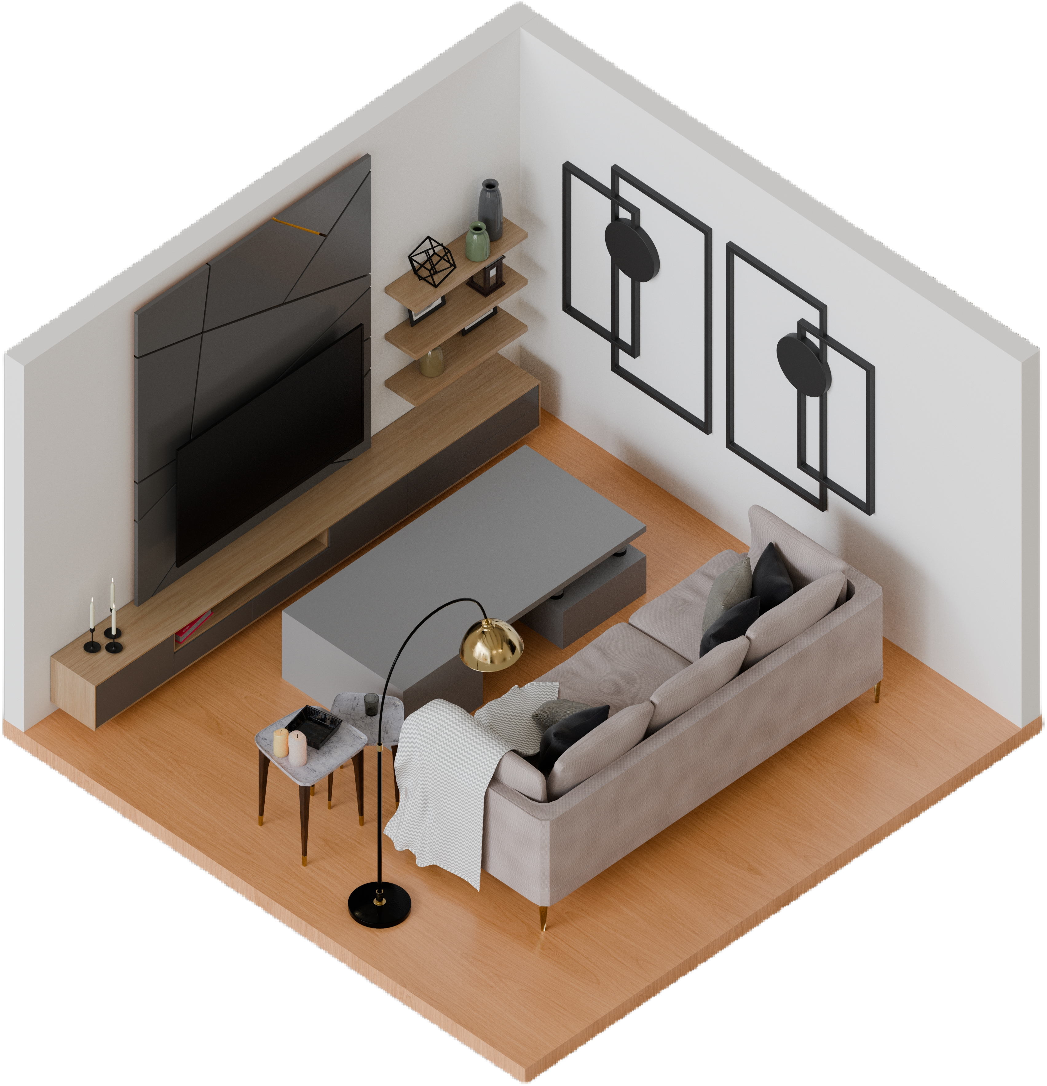 Stylized living room